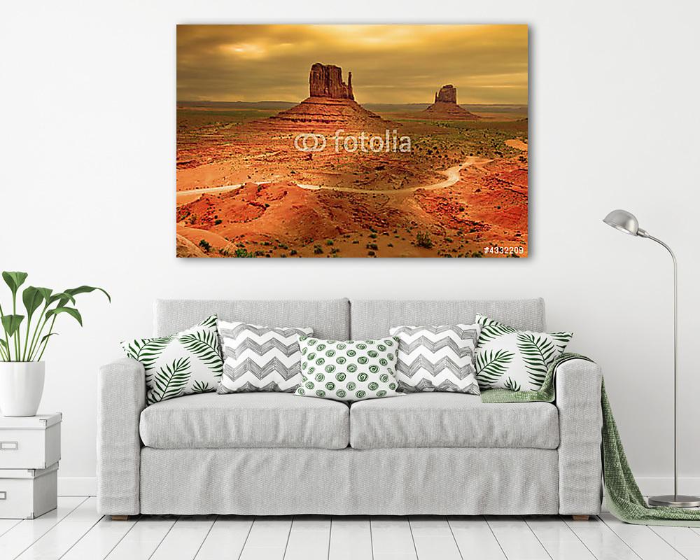 Napnyugtak naplementekor a naplementében, Monument Valley (vászonkép) - vászonkép, falikép otthonra és irodába