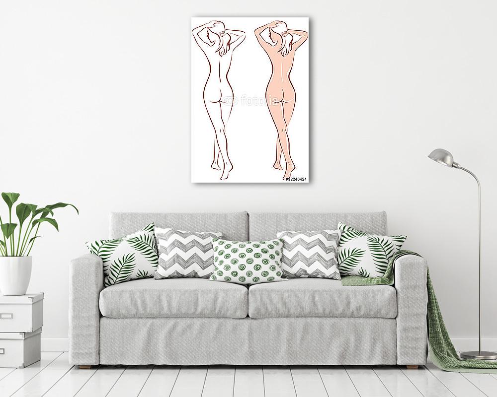 meztelen női sziluett állva (fotótapéta) - vászonkép, falikép otthonra és irodába