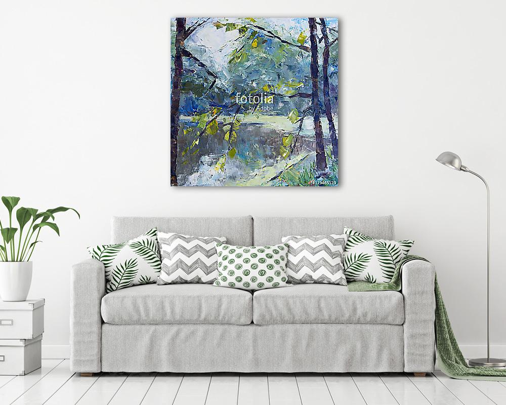 A tó partján a parkban eső után - vászonkép, falikép vásárlás A tó partján a parkban eső után (vászonkép) - vászonkép, falikép otthonra és irodába