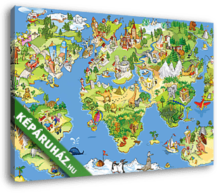Nagy és vicces világtérkép - vászonkép 3D látványterv