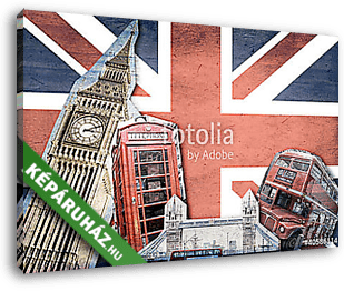 Collage Londre Union Jack - vászonkép 3D látványterv