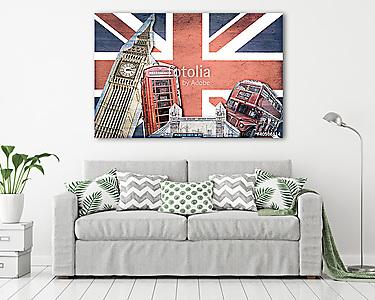 Collage Londre Union Jack (vászonkép) - vászonkép, falikép otthonra és irodába