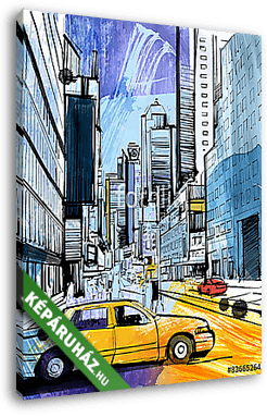 Taxi Manhattanban - vászonkép 3D látványterv