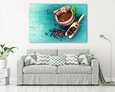 Pörkölt kávébabok, fahéj rudakkal (vászonkép) - vászonkép, falikép otthonra és irodába