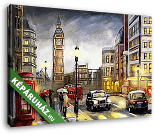 London utcái és a Big Ben.(olajfestmény reprodukció) - vászonkép 3D látványterv