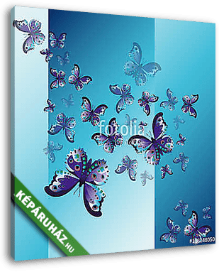 Set of blue butterflies - vászonkép 3D látványterv