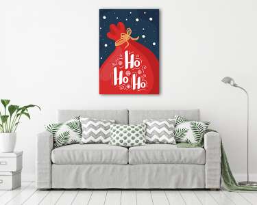 Vidám karácsonyi grafika 1. (vászonkép) - vászonkép, falikép otthonra és irodába