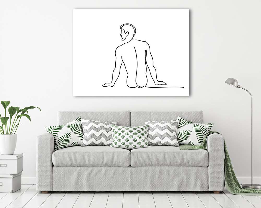 Háttal ülő férfi alak (vonalrajz, line art) (poszter) - vászonkép, falikép otthonra és irodába
