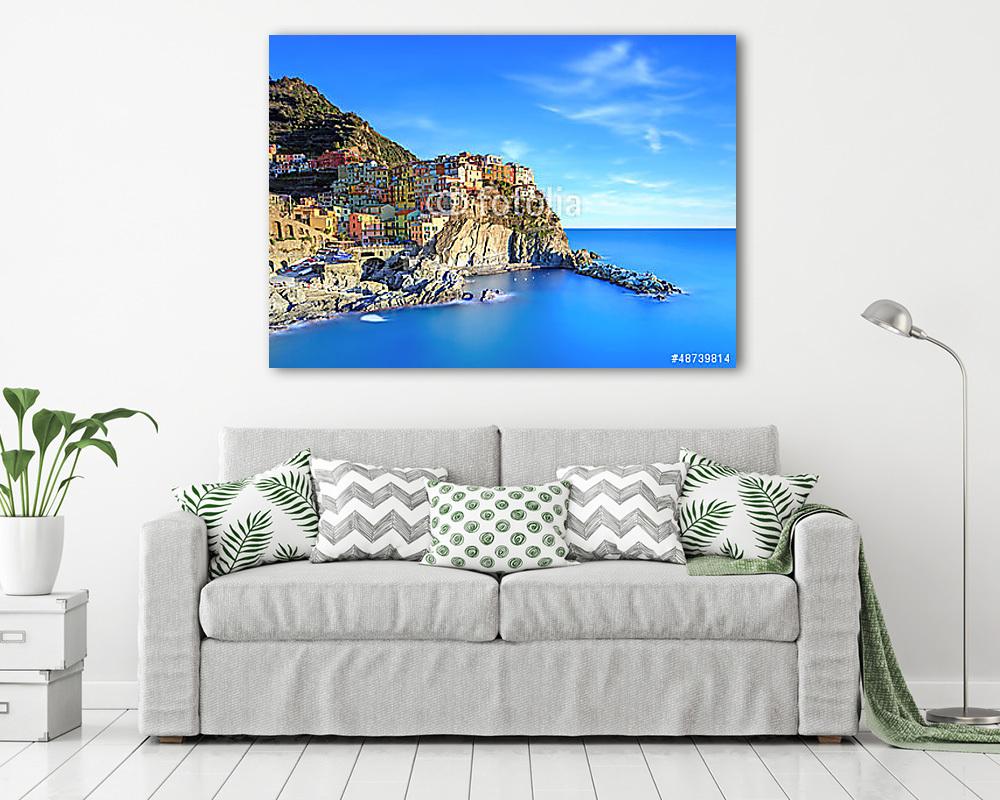 Manarola falu, sziklák és a tenger napnyugtakor. Cinque Terre, O - vászonkép, falikép vásárlás Manarola falu, sziklák és a tenger napnyugtakor. Cinque Terre, O (vászonkép) - vászonkép, falikép otthonra és irodába