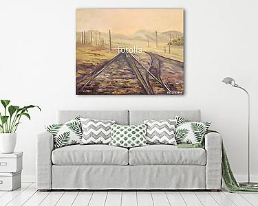 Vonat sínek (olajfestmény reprodukció) (vászonkép) - vászonkép, falikép otthonra és irodába