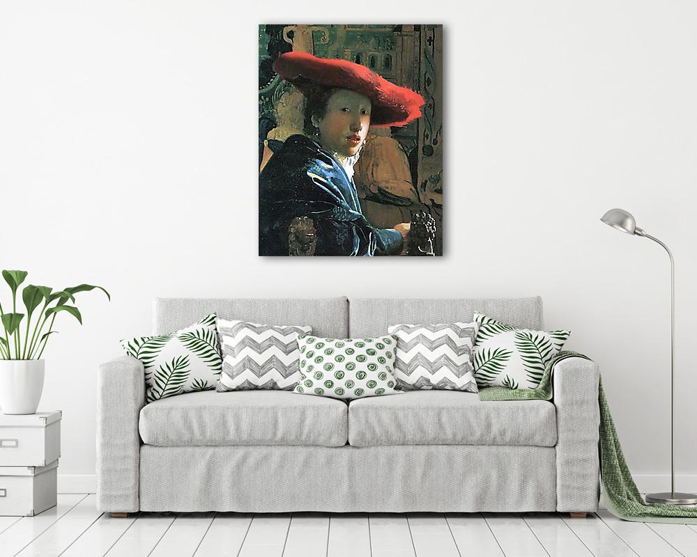 Nő piros kalapban (vászonkép) - vászonkép, falikép otthonra és irodába