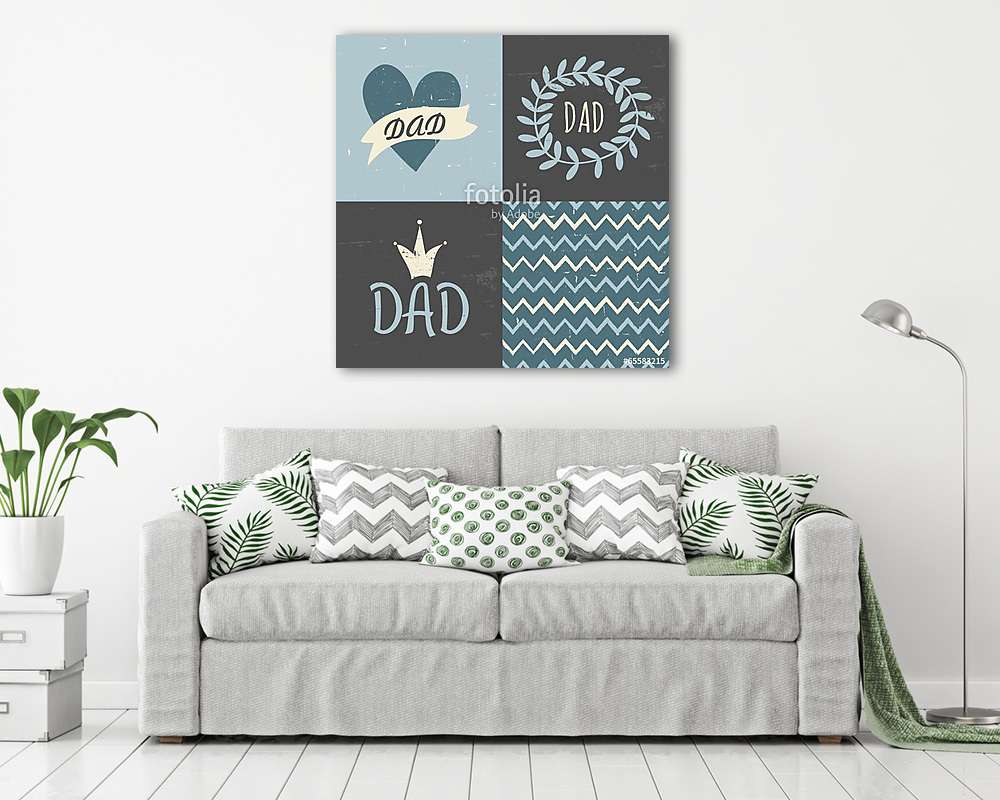 Apák napja üdvözlőlapok gyűjteménye (vászonkép) - vászonkép, falikép otthonra és irodába