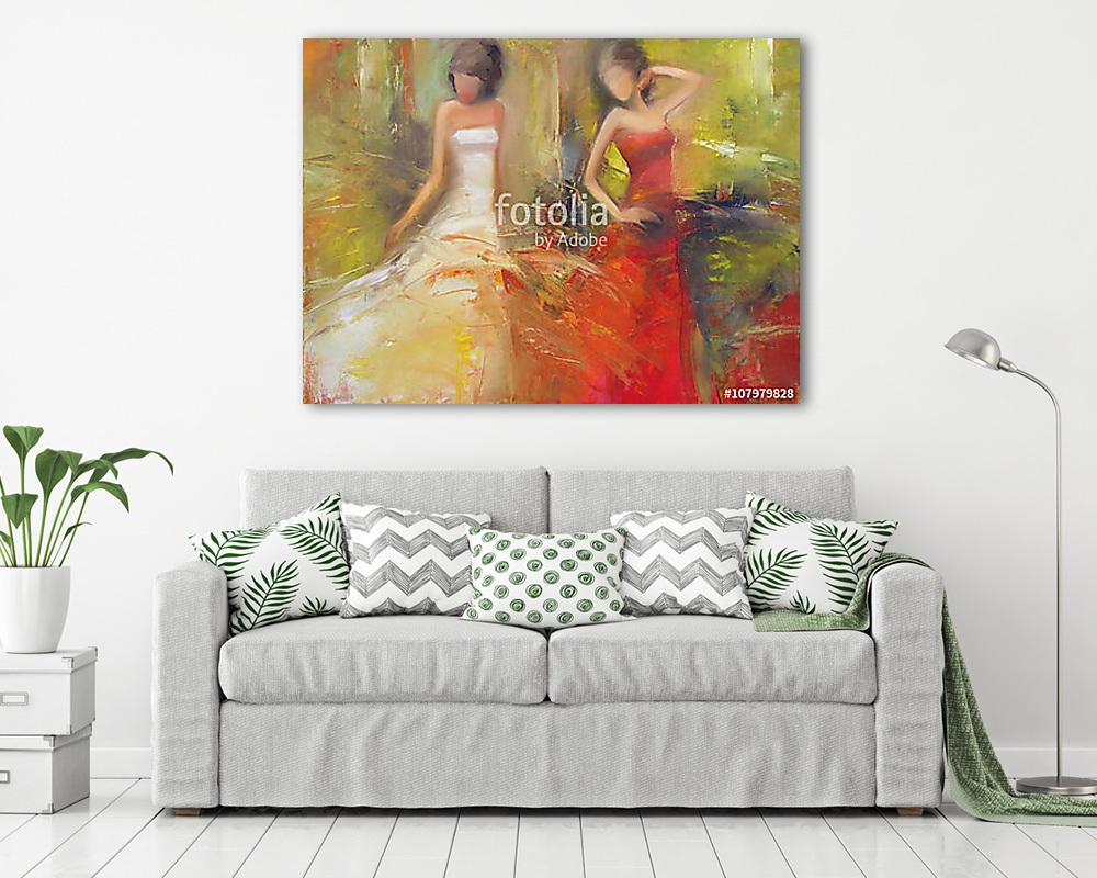 Női alakok kézi festés (fotótapéta) - vászonkép, falikép otthonra és irodába