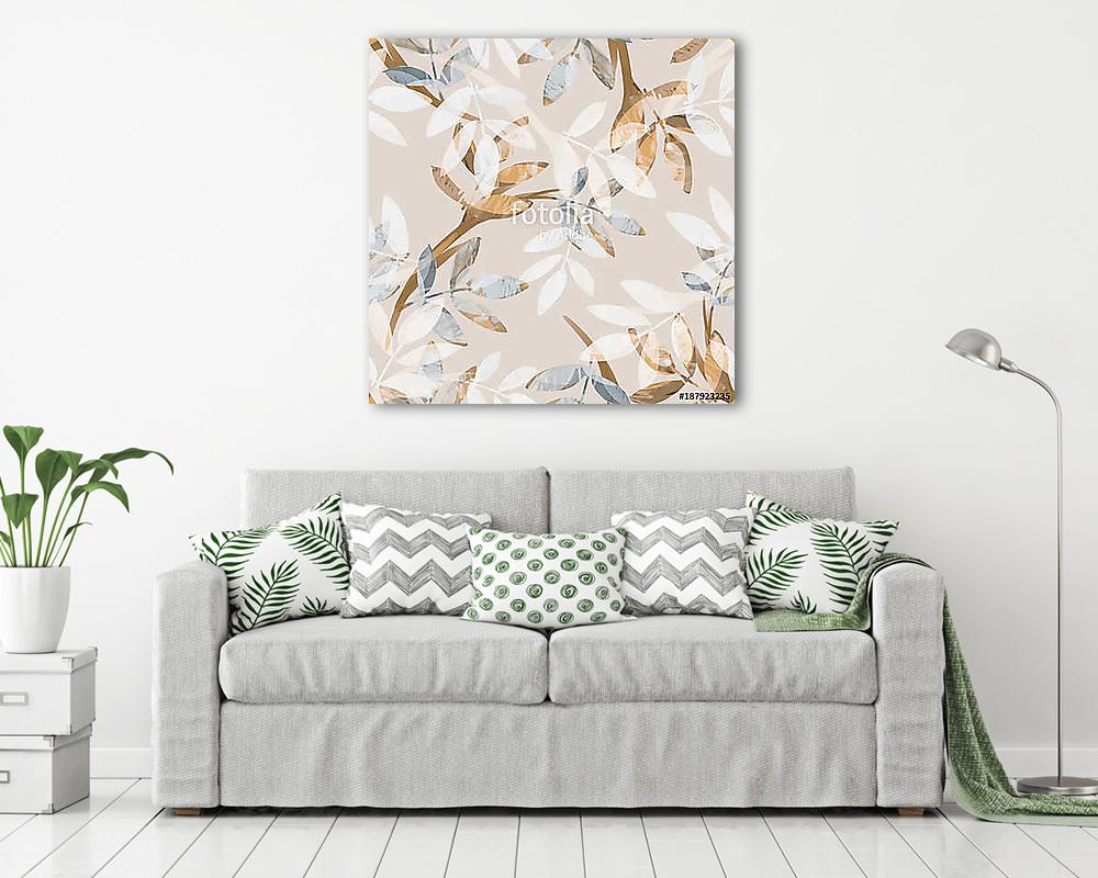 Leaves Seamless Pattern. Hand Drawn  Background. (vászonkép) - vászonkép, falikép otthonra és irodába