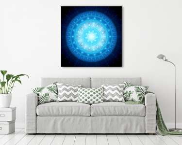 Blue glowing mandala in space (vászonkép) - vászonkép, falikép otthonra és irodába