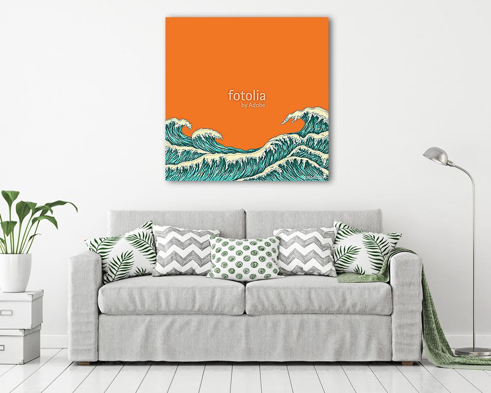 Hand drawn wave. Vector illustration (fotótapéta) - vászonkép, falikép otthonra és irodába