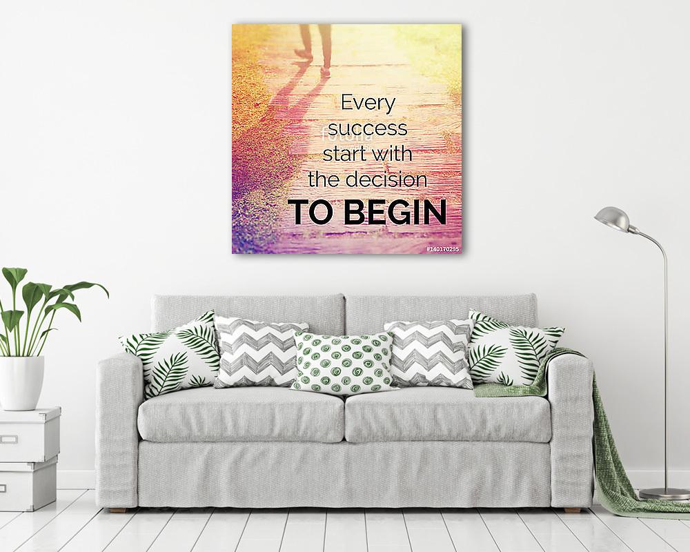 Inspirational quote on blurred background with vintage filter (poszter) - vászonkép, falikép otthonra és irodába