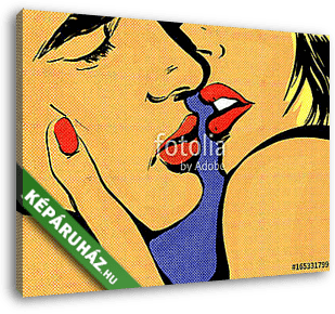 pop art couple amour, baiser,sensualité,gros plan - vászonkép 3D látványterv