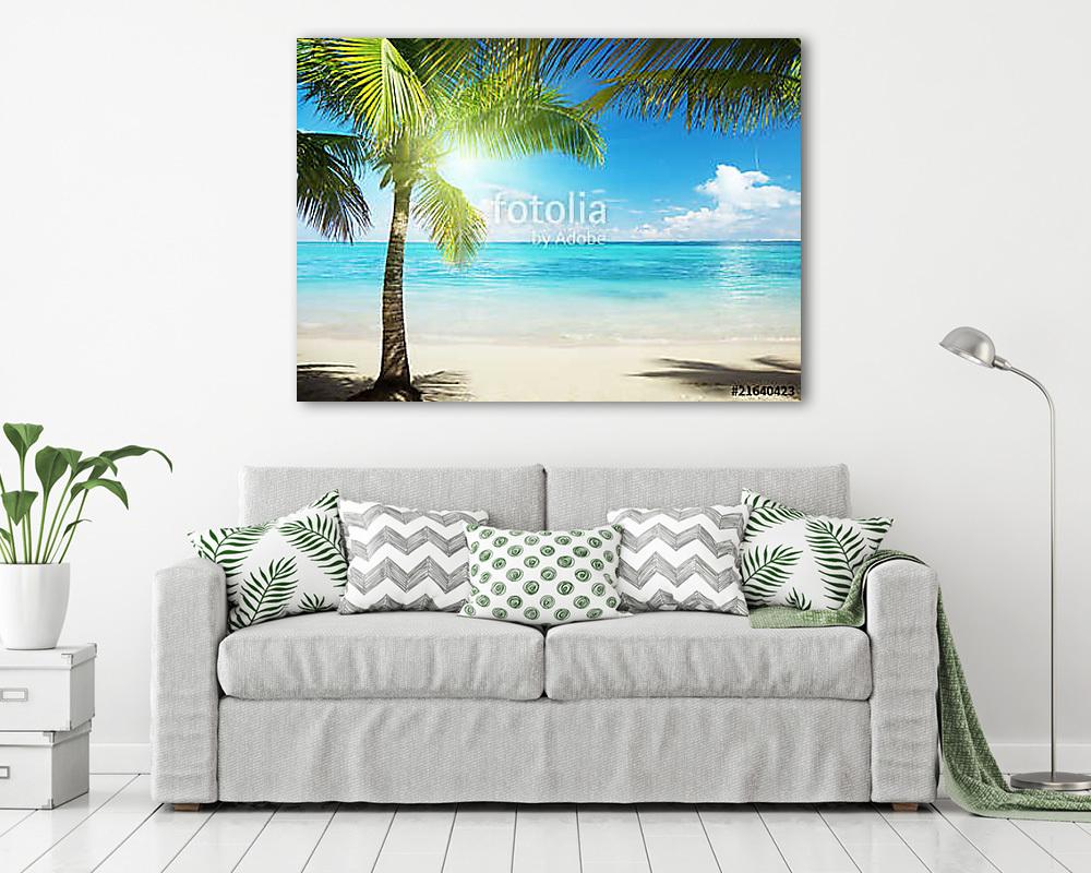 Caribbean sea and coconut pulms (fotótapéta) - vászonkép, falikép otthonra és irodába