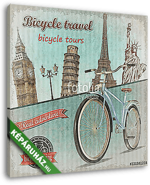 Bicycle tour poster. - vászonkép 3D látványterv