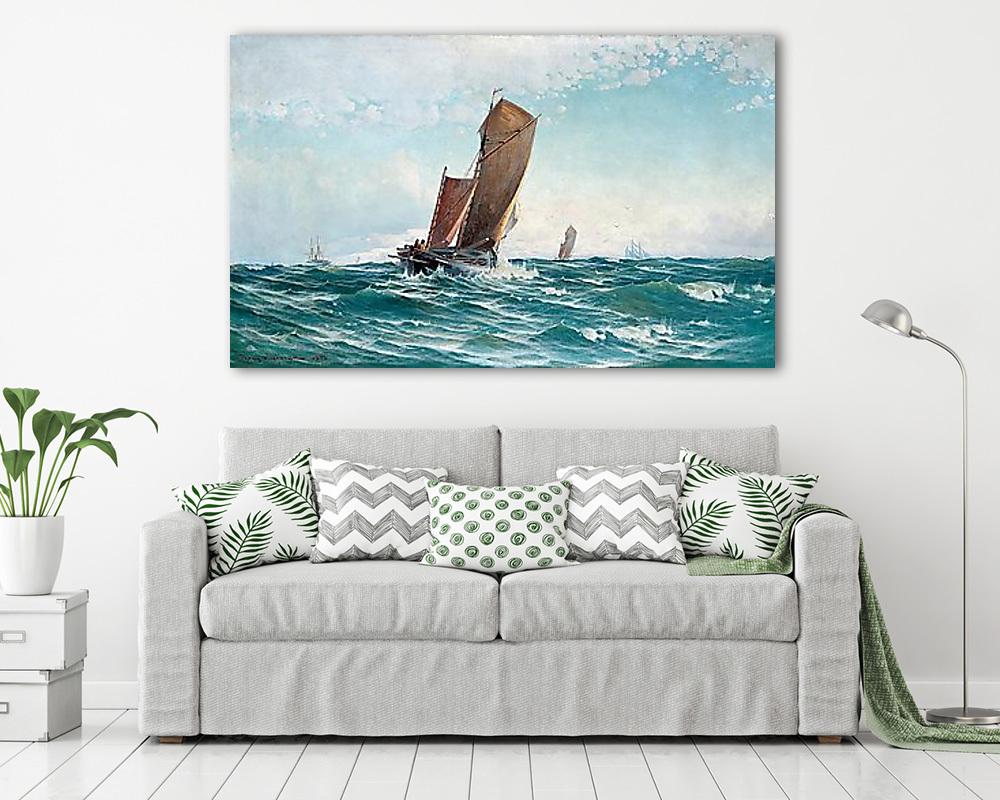 Halászhajó a hullámokban (1890) (vászonkép) - vászonkép, falikép otthonra és irodába