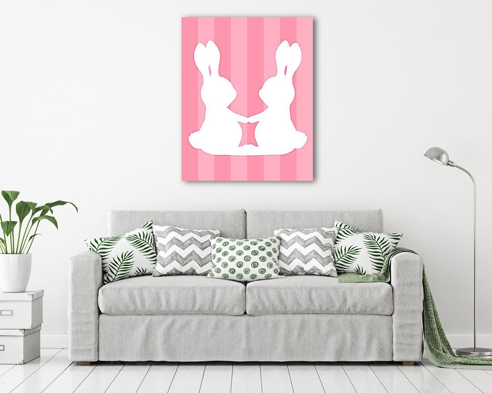 DIY - Húsvéti nyuszipár, rózsaszín csíkos háttérrel - vászonkép, falikép vásárlás DIY - Húsvéti nyuszipár, rózsaszín csíkos háttérrel (vászonkép) - vászonkép, falikép otthonra és irodába