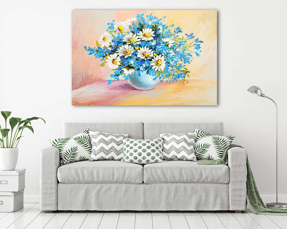 Pompás virágcsokor vázában (olajfestmény reprodukció) - vászonkép, falikép vásárlás Pompás virágcsokor vázában (olajfestmény reprodukció) (fotótapéta) - vászonkép, falikép otthonra és irodába