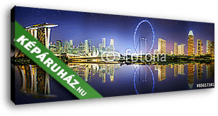 Szingapúr Skyline és kilátás Marina Bayre - vászonkép 3D látványterv