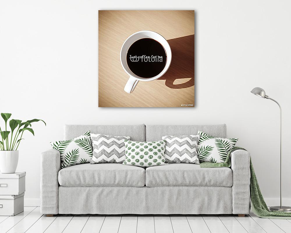Bármikor a kávéidő: Idézet kávézóval, felülnézet (vászonkép) - vászonkép, falikép otthonra és irodába