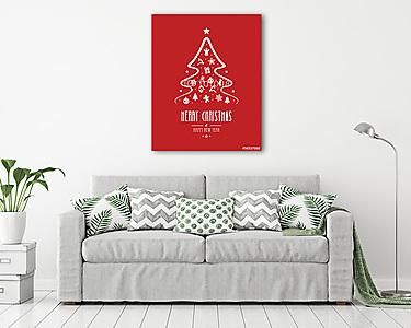 karácsonyfa elemek vörös háttér (vászonkép) - vászonkép, falikép otthonra és irodába