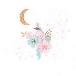 Virágmotívum holddal (akvarell reprodukció) vászonkép, poszter vagy falikép