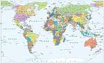 Politikai Világtérkép - határok, országok és városok vászonkép, poszter vagy falikép