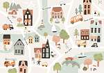 Kisváros házakkal fákkal vászonkép, poszter vagy falikép