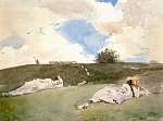 Winslow Holmer: Pásztorlányok pihenője, 1879 (id: 2602) tapéta