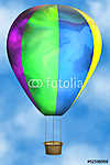 Csíkos hőlégballon a kék égen illusztráció vászonkép, poszter vagy falikép