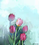 A tulipán virágok olajfestmény (id: 9103) többrészes vászonkép