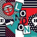 geometric pop art seamless London pattern vászonkép, poszter vagy falikép