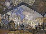 Claude Monet: A Saint-Lazare  pályaudvar (1877) (id: 3005) falikép keretezve