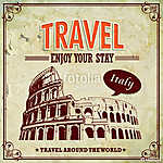 Vintage Travel Olaszország Colosseum Rómában nyaralás címkék (id: 11806) bögre