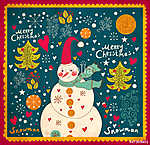 Karácsonyi kártya hóemberrel vászonkép, poszter vagy falikép