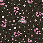Spring floral seamless pattern with pink flowers on a dark backg vászonkép, poszter vagy falikép