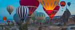 Hőlégballonok, Cappadocia - panoráma vászonkép, poszter vagy falikép