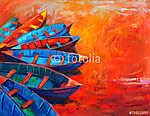 Csónakok napnyugtakor vászonkép, poszter vagy falikép