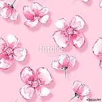 Floral seamless pattern 12. Watercolor background with pink flow vászonkép, poszter vagy falikép