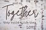 Együtt építik az életet, amit szeretnek - Tégla háttér vászonkép, poszter vagy falikép