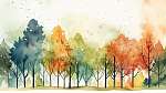Őszi fák, vízvesték effekttel vászonkép, poszter vagy falikép