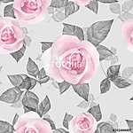 Delicate roses. Hand drawn watercolor floral seamless pattern 2 vászonkép, poszter vagy falikép