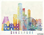Singapore landmarks watercolor poster (id: 15209) vászonkép