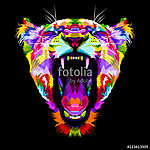 angry colorful liones on pop art style vászonkép, poszter vagy falikép