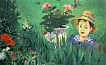 Edouard Manet: Fiú virágok között (Jacques Hoschedé) (id: 2810) falikép keretezve